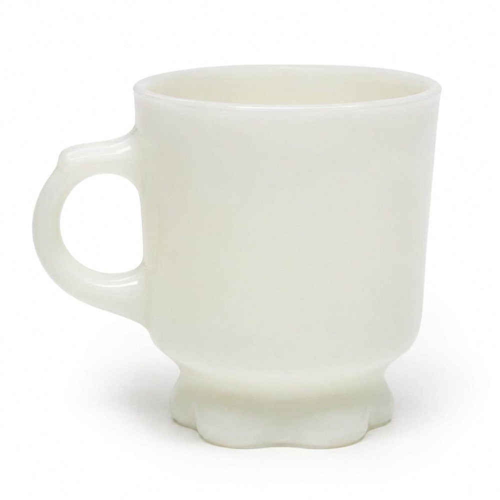 Vintage Anchor Hocking Fire-King Ivory Milk Glass Pedestal Coffee Mug Cup USA